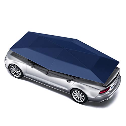 LLC-POWER Portable Collapsible Car Tent, Automobile Protection Car Umbrella Canopy, Sun Shade Anti-UV, Water-Proof, Wind Snow Storm Hail Falling, 4.2M / 165 Inch,Blue
