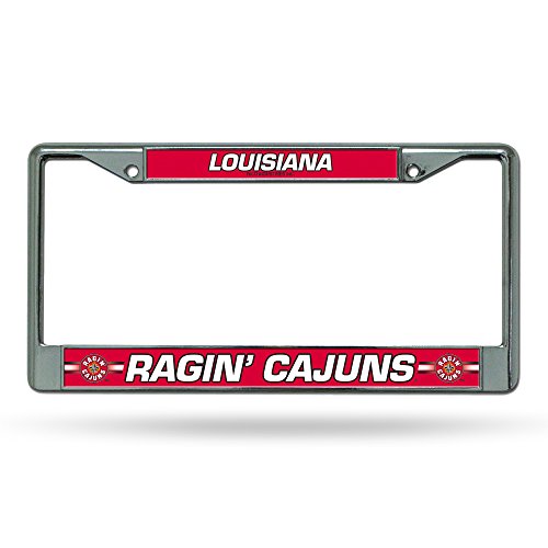Rico Industries unisex Standard License NCAA Louisiana Lafayette Ragin Cajuns Chrome Plate Frame, Team Color, 6 x 12.25- US