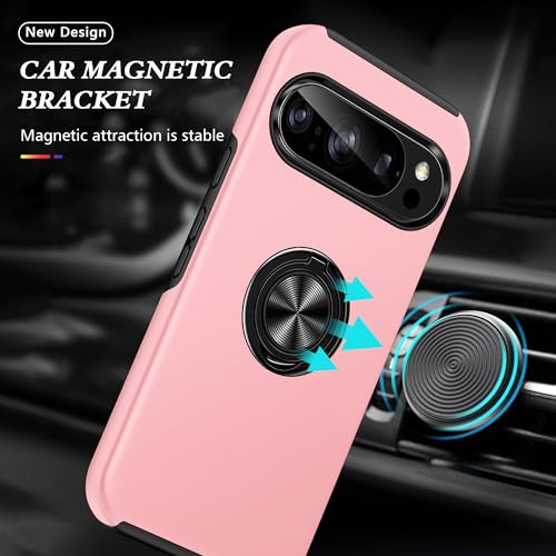 AIOVETEAB for Pixel 10 Pro XL Case,Silky Soft Touch Heavy Duty Protective Cover with Ring Holder Kickstand Phone Case for Google Pixel 10 Pro XL,Pink by AIOVETEAB - Used condition - Image 2