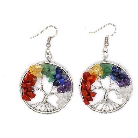 Tree of Life Earrings,Ambestee Tree of Life Drop Dangle Earrings for Christmas Thanksgiving Day Crystal Jewelry Beads Handmade Wire Wrapped Birthstone Gemstone Chakra Jewelry Best Gifts Cover