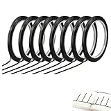 Black Grid Tape 8 Rolls 3mm x 66m (216ft) Self‑Adhesive PET Marking Tape for Glass Wood Metal Whiteboard Paper Craft Scrapbooking Home Office Labeling and Decoration Use