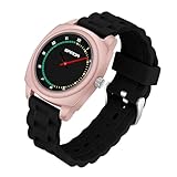 Reloj de pulsera para mujer, elegante, colorido, de cuarzo, con esfera grande, correa de silicona, números arábigos, impermeable, a la moda, casual, Negro Rosa, Moderno, bonito, simple