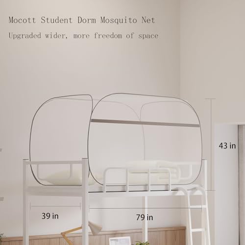 Image of Pop-Up Dorm Mosquito Net Tent Wide Roof,Portable Folding | Canopy Curtains with Bottom for College Bed Room Yard Outdoor,Easy to Install and Wash for Standard Size L78 x W39 x H43