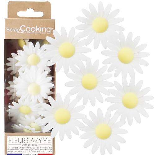 ScrapCooking - 18 Marguerites en Azyme - Fleurs Comestibles Décoration Gâteau - Déco Alimentaire Pièce-Montée, Cupcakes, Pâtisseries - Anniversaire, Mariage - 2296