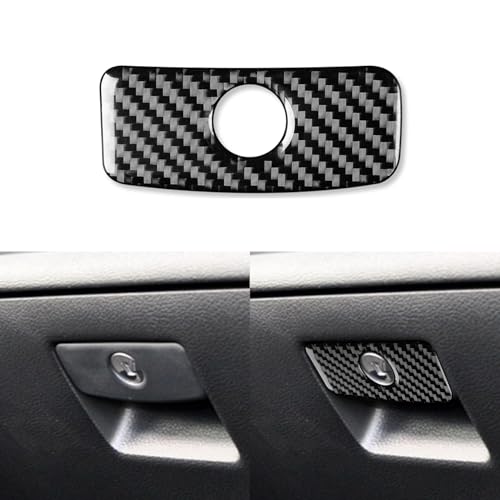 PJFUS Car Co-Pilot Glove Storage Box Handle Panel Keyhole Cover Trim Sticker Real Black Carbon Fiber Auto Interior Accessories Compatible with Subaru Forester 2013 2014 2015 2016 2017 2018