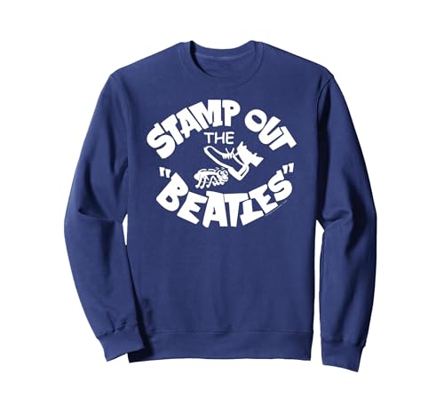 Official The Beatles Stamp Out Rock Roll British Band Sweatshirt, Adult Unisex, Navy Blue, Medium