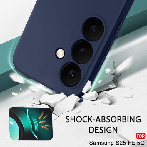 Image of TheGiftKart Liquid Silicone Back Cover Case for Samsung Galaxy S25 FE 5G | Soft Micro-Fibre Lining Inside | Camera & Screen Protection | Shockproof Back Cover for Samsung S25 FE (Silicone, Blue)