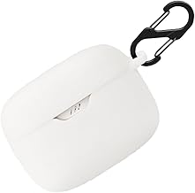 Silicone Case for JBL Tune Beam, Shockproof Protective Case and Leather Protective Case for JBL Tune Beam with Keychain (White)