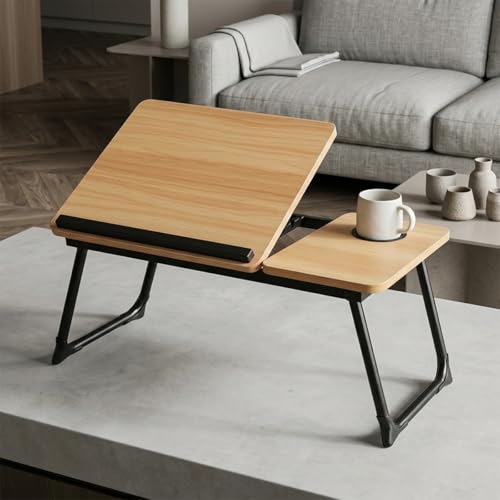 Mesa Notebook Portátil Dobrável Cama e Sofá, Mesa de colo Portátil com Suporte para Celular Tablet Porta Copos Home Office