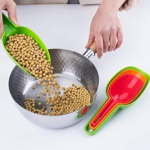 Image of Nesting 3pcs Multi-Purpose Plastic Shovel Scoop Set Measuring Scoops Kirana Shop, Grocery, Kitchen Bar, Grains, Sugar, Atta, Rice, Masala, Powder, Dry Food, Container Set Multicolour
