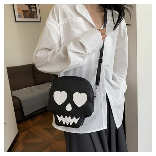 Halloween Purses for Women Skull Shape Crossbody Bag Funny Face Purse with Cute Heart Eyes Gothic Shoulder Handbag2