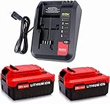 2Pack 6.5Ah PCC685L 20v Battery + PCC692L Charger Replacement for Porter Cable 20v Lithium Battery C