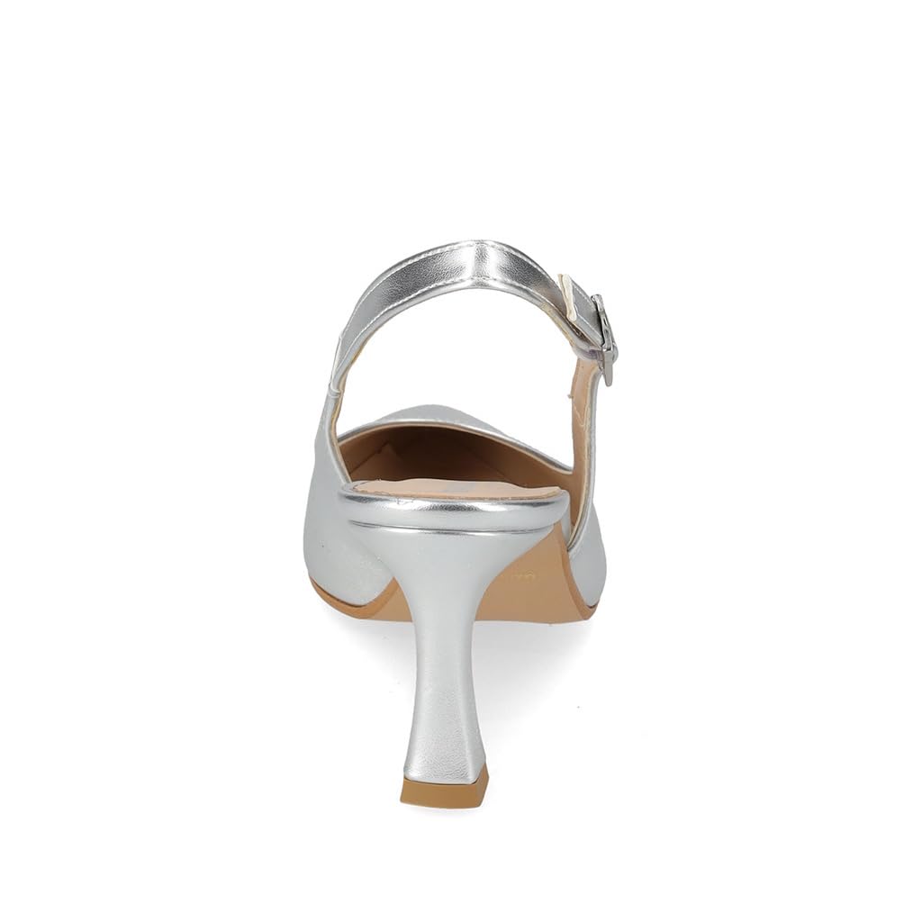 Valleverde 19101B Slingback Cerimonia Donna Pelle Laminata Tacco Stiletto 8Cm Suola Gomma