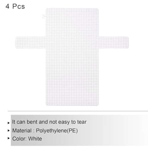 Image of MECCANIXITY 4Pcs Plastic Mesh Canvas Sheet 4 Count 36 cm / 14.2 inch for Crochet Bag Making Cross Blank Canvas for Embroidery Needlepoint, Bag, Knit Crochet Mesh, White