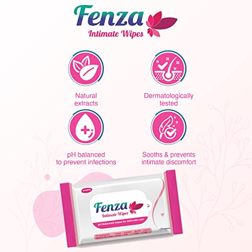 Image of Fenza Intimate Wipes100-Wipes (Pack of 10), with Aloe Vera & Tea Tree Oil, Protects Against Odour, Dryness, Itchiness & Irritation, Balances PH, for daily use | Dermatologically tested