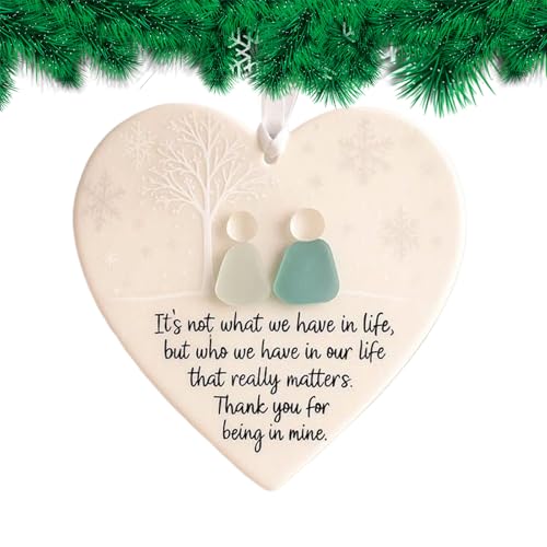 Heart-Shaped Sea Glass Friendship Decor | Timeless Friendship Heart Keepsake | Sea Glass Decor for Best Friends, Christmas Tree Hanging Decoration