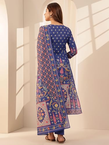 Image of Libas Printed Cotton Straight Kurta With Trouser and Dupatta