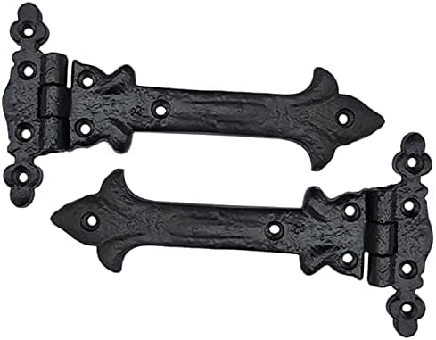 Adonai Hardware Adonijah Antique Cast Iron Strap T Hinge (6" X 2 Pack, Matte Black) for Barn Doors, Gates, Kitchen Cabinets, Sheds, Wooden Box, Furniture, Cedar Chest and Trunks
