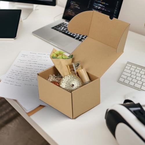 Image of RLAVBL 7x5x4 Small Shipping Boxes Set of 40, Brown Corrugated Cardboard Mailer Box for Packing, Mailing, Business