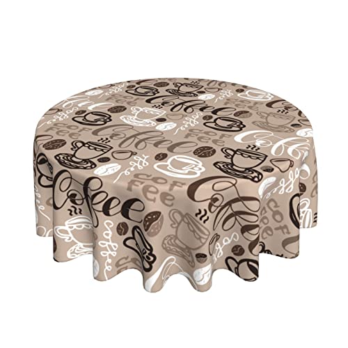 Vodbne Coffee Cup Round Tablecloth 60 Inch For Indoor And Outdoor, Waterproof Table Cloth Cover Decorative For For Kitchen Dining Table, Parties And ​Camping #TOP22