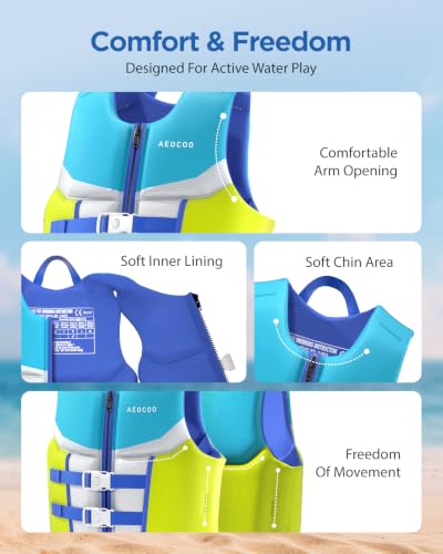 AEOCOO Toddler Swim Vest for 50-70 Pounds, Kids Pool Floaties Vest 5-7 Year Old, Puddle Swim Jumper Buoyancy Jacket, Boys, Girls, Niños, Sunny Coast - image 4