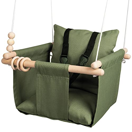 Mass Lumber Indoor Outdoor Baby Swing with 3-Point...