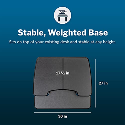 Image of Vari - VariDesk Essential 30 - Two-Tier Standing Desk Converter for Home Office - Adjustable Sit Stand Desk with 11 Height Settings - Standing Desk Riser for Monitor & Accessories - 30 inch Wide, Black