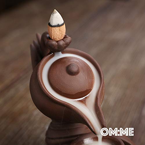 Omme Backflow Incense Burner Incense Holder Antique Ceramic Aromatherapy Ornament Home Décor Yoga + 20 Upgraded Incense Cones (Tea Pot) #TOP4