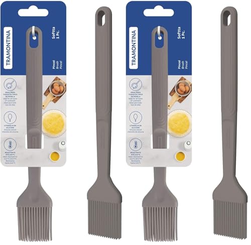 Image of Tramontina Softta Silicone Basting Brush - Grey, Heat Resistant to 210C - Ideal for Sauces, Marinades, Glazes, Butter - Baking, BBQ & Cooking Tool (Pack of 2)