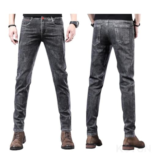 Men Slim Skinny Gray Stretch Pencil Pants Casual Denim Pants3