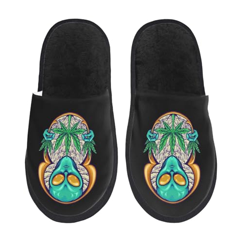 Strange People And Weed Plants Cannabis Slippers For Women Men Cozy Indoor And Outdoor Slip On Slippers Fuzzy House Shoes