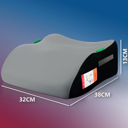 Kindersitzerhöhung Sitzerhöhung ergonomisch Kinder 135-150 cm Auto Sitz ECE R129 Bezug waschbar (Grau)