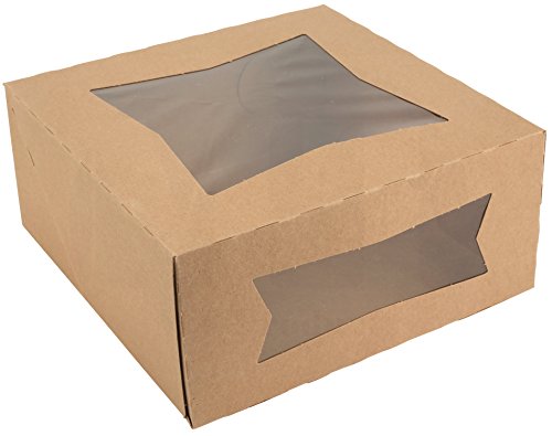 Beautiful Kraft Bakery Box Keep Donuts, Cookies, Muffins Safe - Unique Auto Popup Feature with Clear Window for Visibility - Size 8