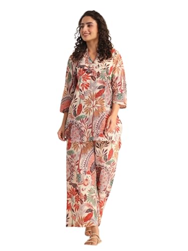 Image of DHRUVI TRENDZ Kurta Sets for Woman | Co ord Set for Women Stylish | Kurti Set for Woman | Short Kurti for Women | Kurtis | Ethnic Floral Straight Kurta Set's with Palazzo Pants