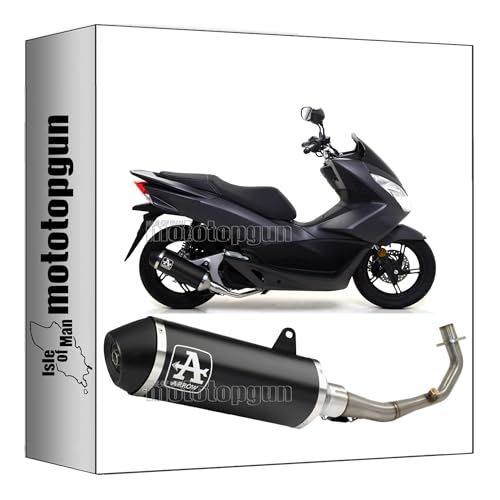 arrow 53519ANN + 53066MI tubo de escape completo homologado open urban aluminio negro negro compatible con honda pcx 125 2017 mototopgun