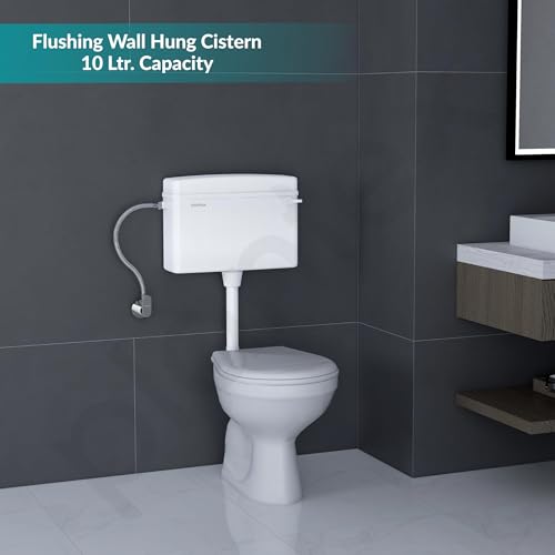 Image of Plantex Polypropylene Toilet Flush Tank /Flush Tank for Toilet with 10 LTR Water Capacity /Side Lever Cistern for Bathroom - Pack of 1 (White)