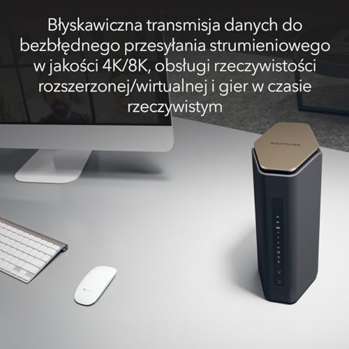 NETGEAR Nighthawk Trójpasmowy router WiFi 7 (RS600) - Funkcje zabezpieczeń, prędkość bezprzewodowa BE18000 (do 18 Gb/s) - port internetowy 10 Gb - pokrywa do 250 m2, 150 urządzeń