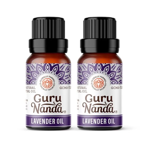 GuruNanda Lavender Essential Oil, 100% Pure, Natural & Undiluted Aromatherapy Oil for Diffusers, Massage & DIY Recipes, Aids in Feeling of Relaxation and Calmness (2X0.5 Fl Oz)