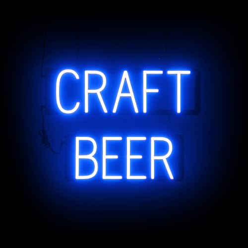 Image of SpellBrite LED Neon CRAFT BEER Sign for Business - Blue, 21 inch x 15 inch | Ultra-Bright Click-Together Signage for Bars & Restaurants, with Visibility from 500 ft - 8 Animations, 6 Brightness Levels