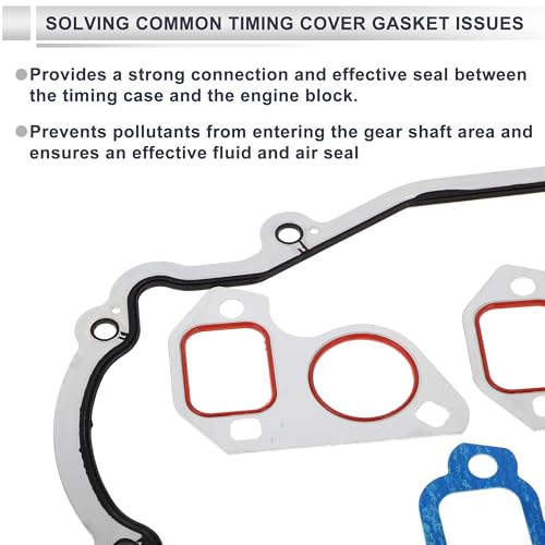 Image of Engine Timing Cover Gasket Set for Cadillac Escalade 2002-2014 Long-lasting Sealing Chain Case Cover Gasket No.12633904 /12589016 Rubber,Metal 1 Set