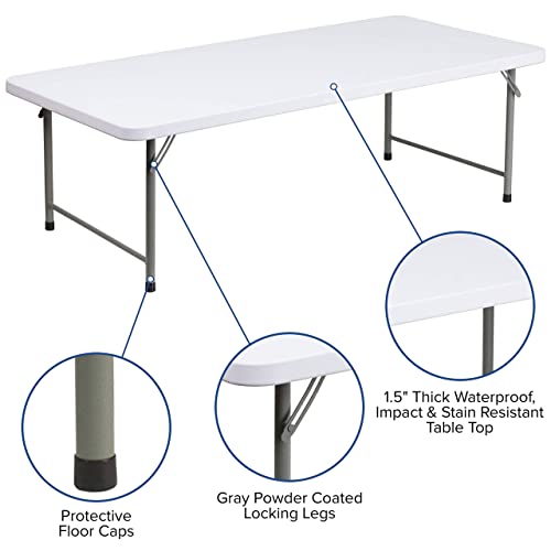 Flash Furniture 4.93-Foot Kid's Granite White Plastic Folding Table #TOP3