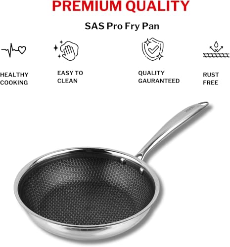 Vinod Triply SAS Frying Pan – Honeycomb Non Stick Base 3-Ply Skillet Pan, Induction & Gas Stove Friendly- 28 cm Diameter - Image 4