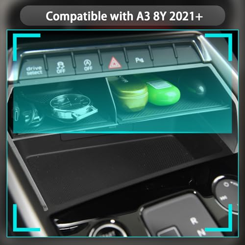 CDEFG Kompatibel mit Audi A3 8Y 2021 2022 2023 2024 Mittelkonsole Aufbewahrungsbox Zentrale Steuerung Multifunktionaler Aufbewahrung Auto Center Console Organizer Tray Innenraum Zubehör