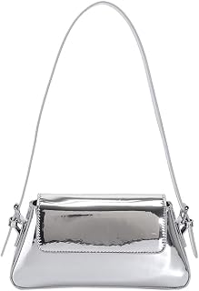 Silver Purse for Women Leather Evening Handbag Purse Shiny Clutch Y2k Hobo Bag Underarm Bag Sparkly Shoulder Purse