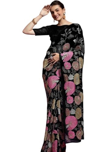 Sari indien Bollywood KULIA robe de créateur femme broderie ethnique georgette