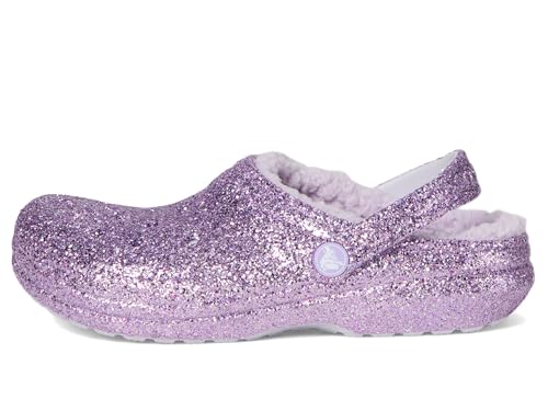 Crocs Unisex Kids Clog, Classic Lined Chunky Glitter Clog T, Purple Moon, 4 UK Child