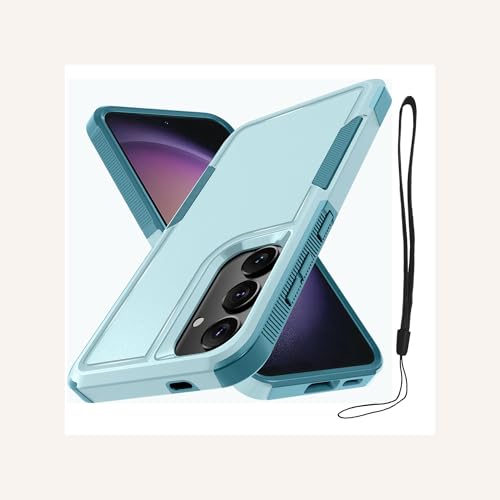Case for Samsung Galaxy S24/S25,Military Grade Heavy Duty Shockproof Phone Cover with Wrist Lanyard Strap,Mint Green