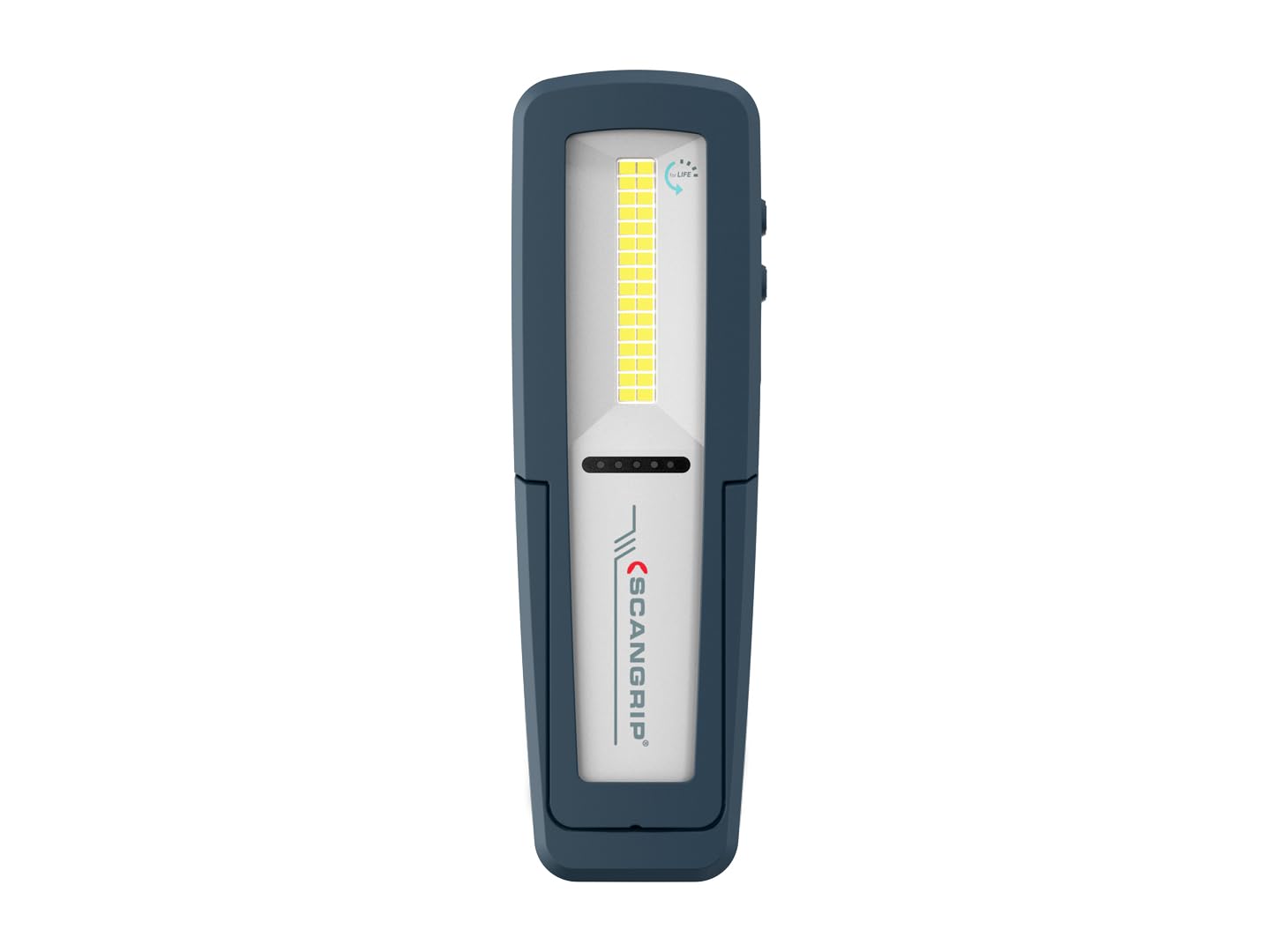 Scangrip Uniform Lámpara de Trabajo LED Recargable | 500 Lúmenes, con Base de Carga, Imán, Gancho y Clip | IP65 Resistente al Agua y Polvo, Cabezal Inclinable, USB-C, Portátil y Ergonómica