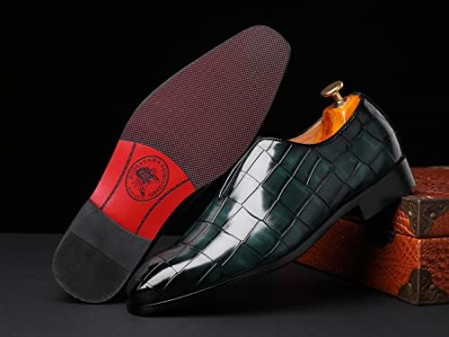 Mens Loafer Shoes Slip On Dress Casual Shoes Driving Prom Party Wedding Business Smoking Slippers Green 11 US | Image 6