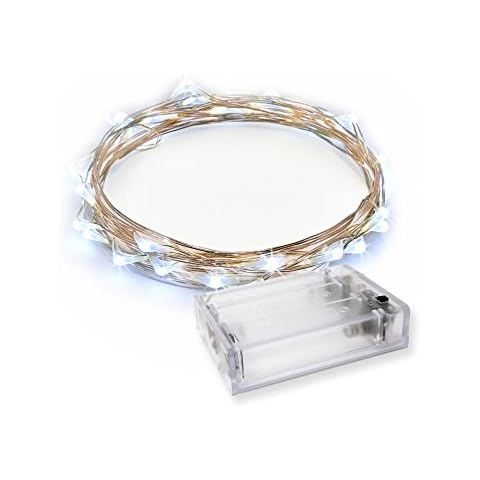 RTGS 30 LEDs Cold White Color String Lights Silver Wire Indoor and Outdoor 9.5 Feet Firefly Starry Fairy Lights Battery Powered for DIY, Christmas, Holidays, Party, Bedroom and Centerpieces Cover